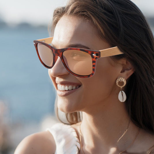 SOPEWOD Wood Sunglasses with Dark Polarized Lenses for Women