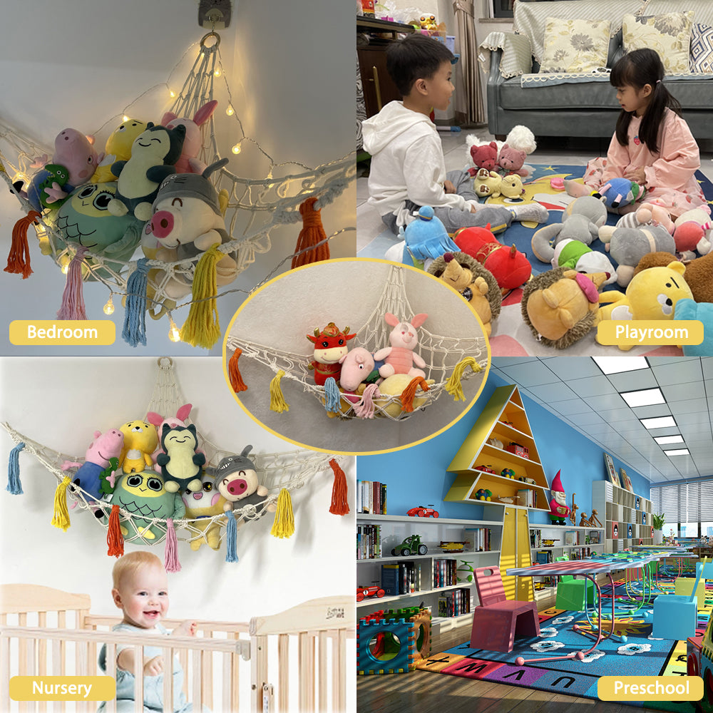 SOPEWOD small Stuffed Animal Net Hammock for Plushie Toys | Corner Hanging Organizer for your Teddy and Stuffy Collection