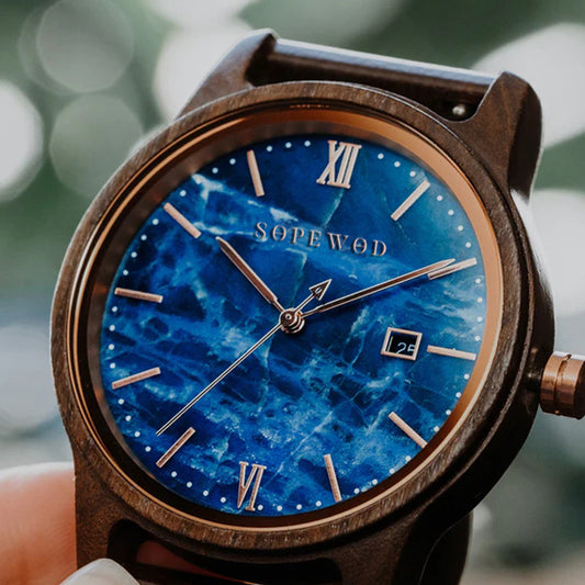 SOPEWOD OEM/ODM Fashion Style Black Sandal Japan Movt Men Wood Watch Wristwatch