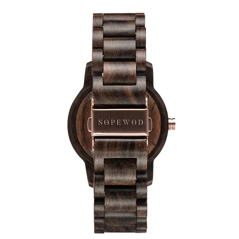 SOPEWOD OEM/ODM Fashion Style Black Sandal Japan Movt Men Wood Watch Wristwatch