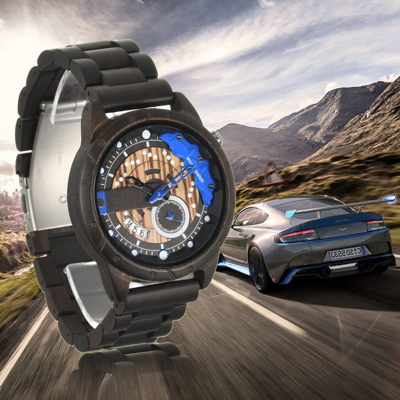 SOPEWOD fashion multi-functional zebra-wood ebony watch