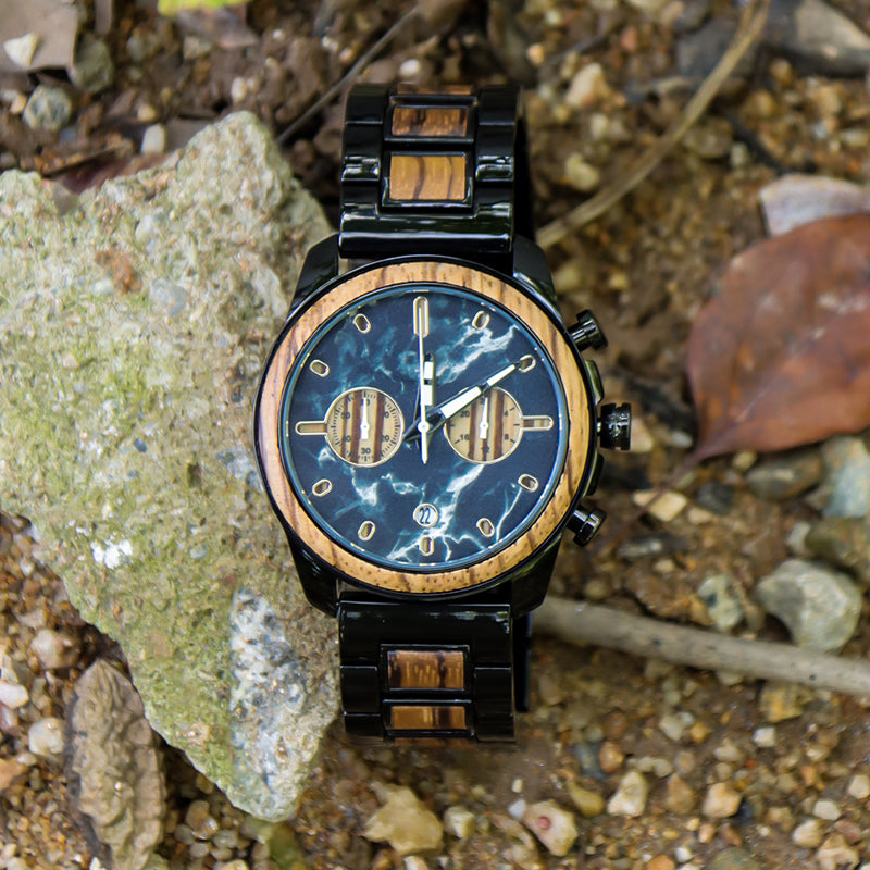 OEM/ODM Fashion Style Black Sandal Japan Movt Men Wood Watch Wristwatch