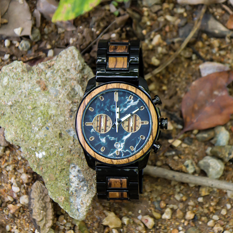 OEM/ODM Fashion Style Black Sandal Japan Movt Men Wood Watch Wristwatch