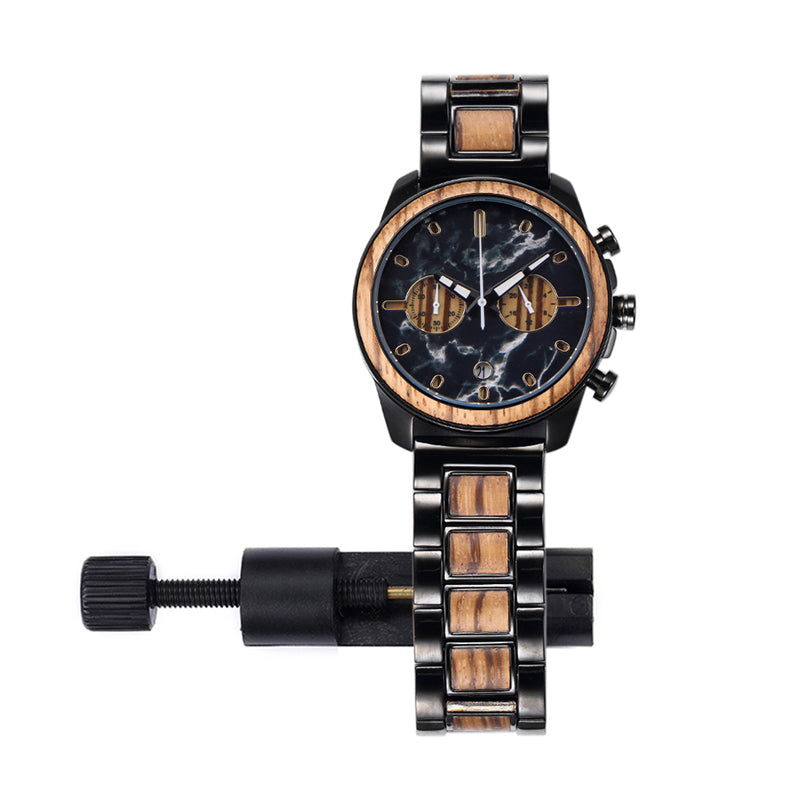 OEM/ODM Fashion Style Black Sandal Japan Movt Men Wood Watch Wristwatch