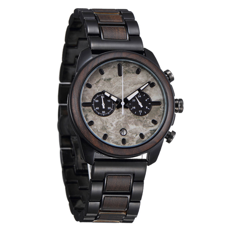 OEM/ODM Fashion Style Black Sandal Japan Movt Men Wood Watch Wristwatch