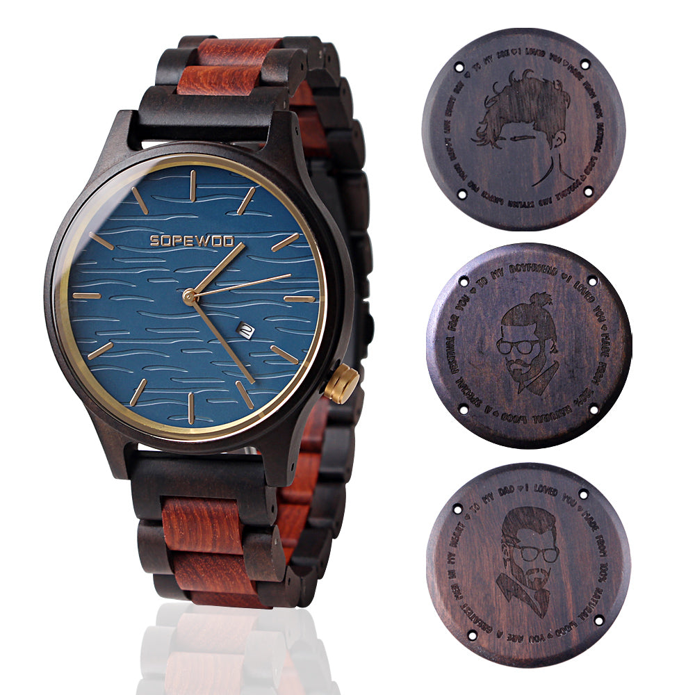 SOPEWOD Quality Luxury Branded Logo Mens Wood Watch Custom Watches Oem Bamboo Japan Wholesale Wristwatch