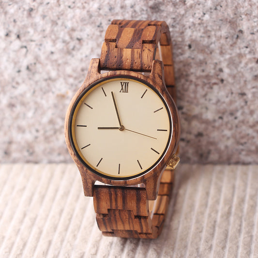 SOPEWOD Men Quartz Wood Watch, Fashion Handmade Wooden Wrist Watches Mens