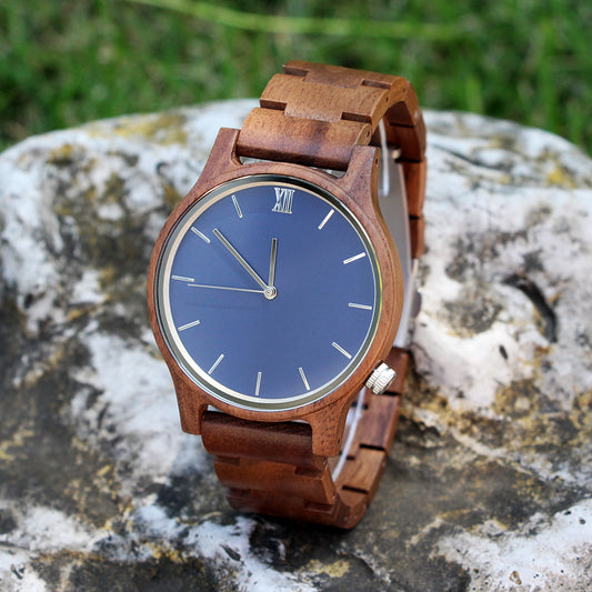 SOPEWOD Mens Personalized Engraved Wooden Watches, Quartz Casual Wristwatches for Men Family Friends Customized Watch