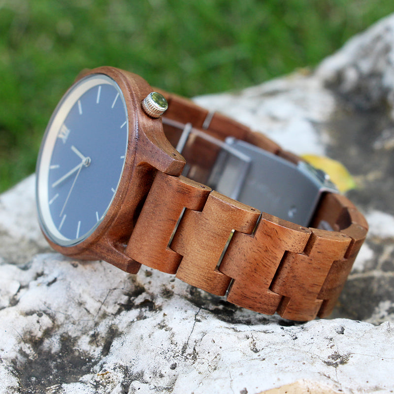 SOPEWOD Mens Personalized Engraved Wooden Watches, Quartz Casual Wristwatches for Men Family Friends Customized Watch