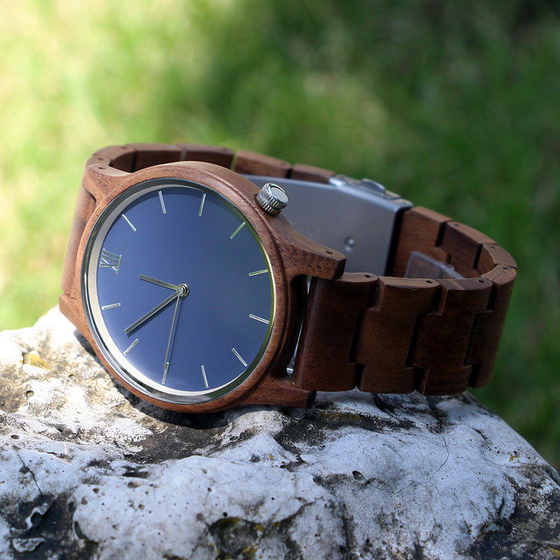 SOPEWOD Mens Personalized Engraved Wooden Watches, Quartz Casual Wristwatches for Men Family Friends Customized Watch