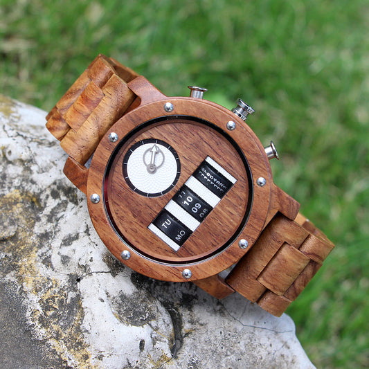 SOPEWOD Wooden Watch for Men - Handcrafted from 100% Natural Wood with Quartz Movement