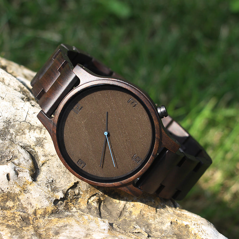 SOPEWOD New Product Engraved Dial Ebony Wooden Watches Dropshipping Watch Custom Logo Men As A Gift For Friend