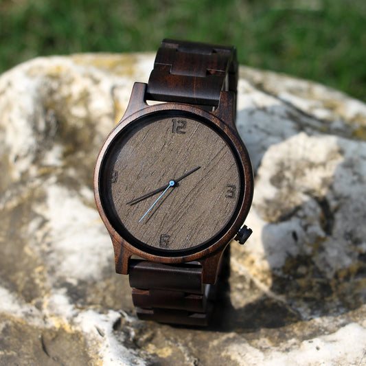 SOPEWOD New Product Engraved Dial Ebony Wooden Watches Dropshipping Watch Custom Logo Men As A Gift For Friend