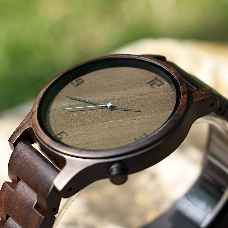 SOPEWOD New Product Engraved Dial Ebony Wooden Watches Dropshipping Watch Custom Logo Men As A Gift For Friend