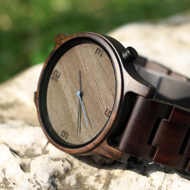 SOPEWOD New Product Engraved Dial Ebony Wooden Watches Dropshipping Watch Custom Logo Men As A Gift For Friend