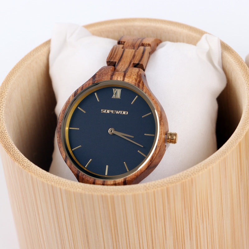 SOPEWOD Wood Watches for Women, Wooden Handmade Watch with Lightweight Adjustable Wood Band
