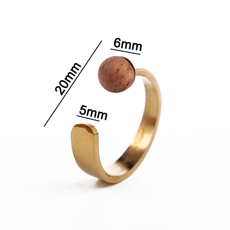 SOPEWOD fashion custom logo walnut pearl ring for ladies stainless steel