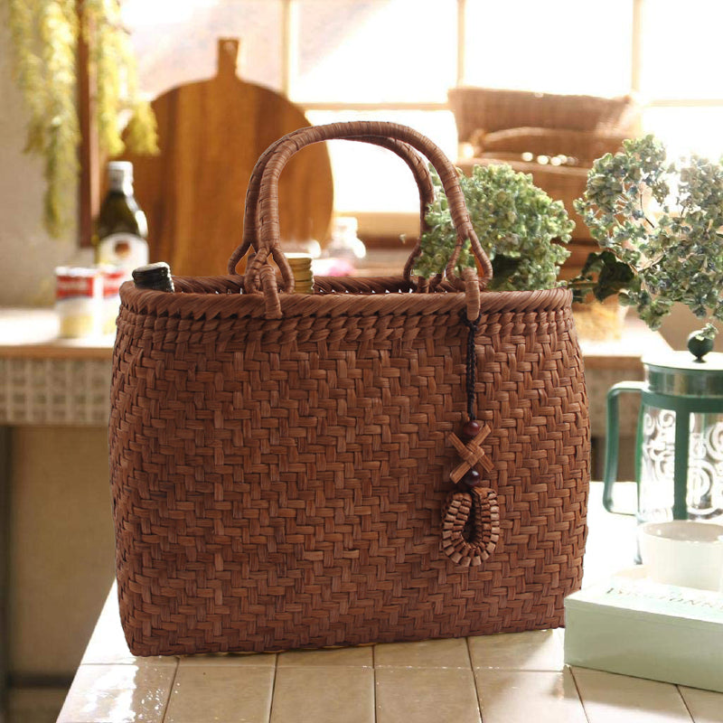 SOPEWOD Fashion Bamboo Handbag Handmade Weave Leisure bag for Womens