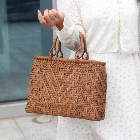 SOPEWOD Trend Handmade Weave Leisure Bamboo bag for Womens