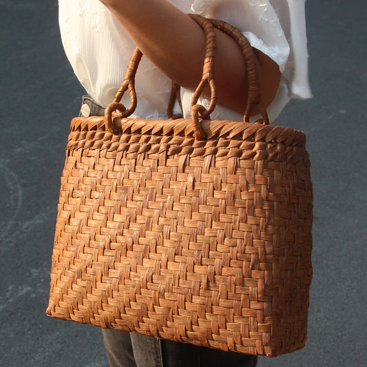 SOPEWOD Fashion Bamboo Handbag Handmade Weave Leisure bag for Womens