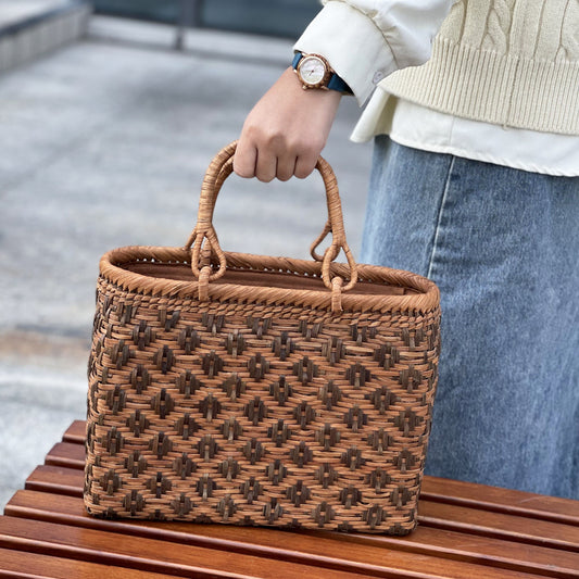 SOPEWOD trend grapevine bamboo pure small big handmade woven bag for women