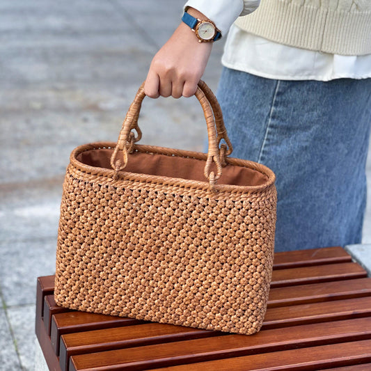 SOPEWOD Mountain Grape Wrapping Basket Wrapping Persimmon Color Dyed Japanese Style Wrapping Decoration Women's Luxury Handbag