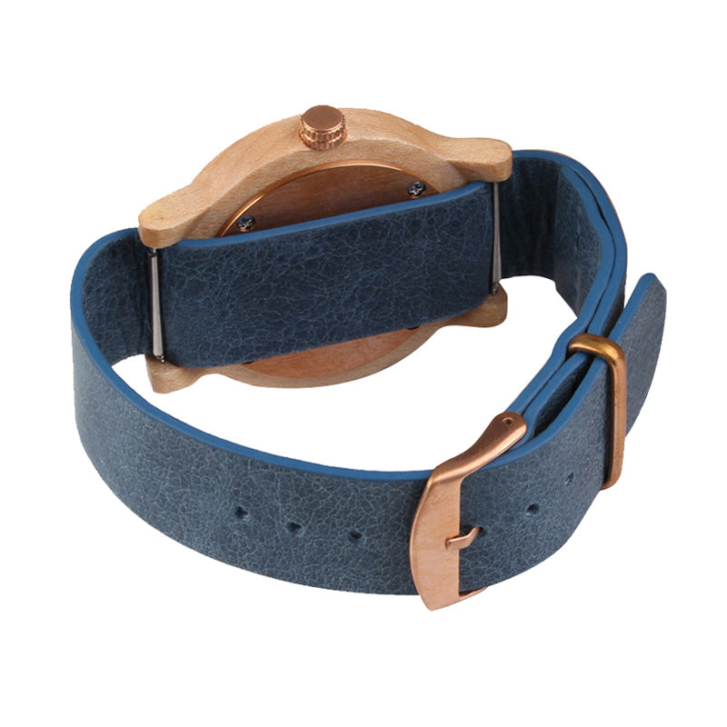 SOPEWOD Women's Bamboo Wooden Watch with Genuine Leather Strap Analog Quartz Casual Watches