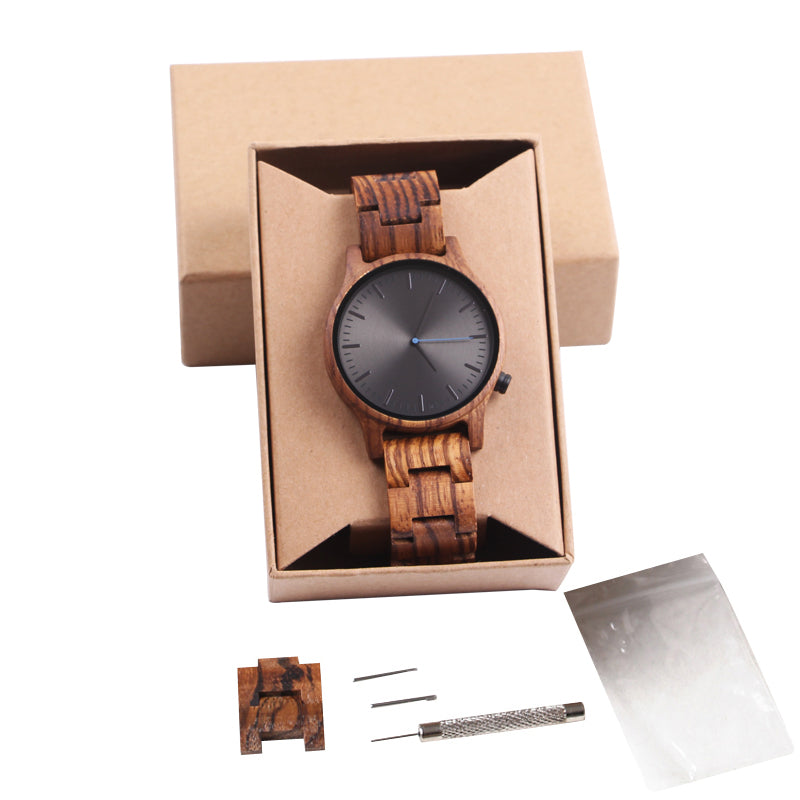 SOPEWOD Wood Watch for Men Natural Zebrawood Handmade Wooden Watches for Men