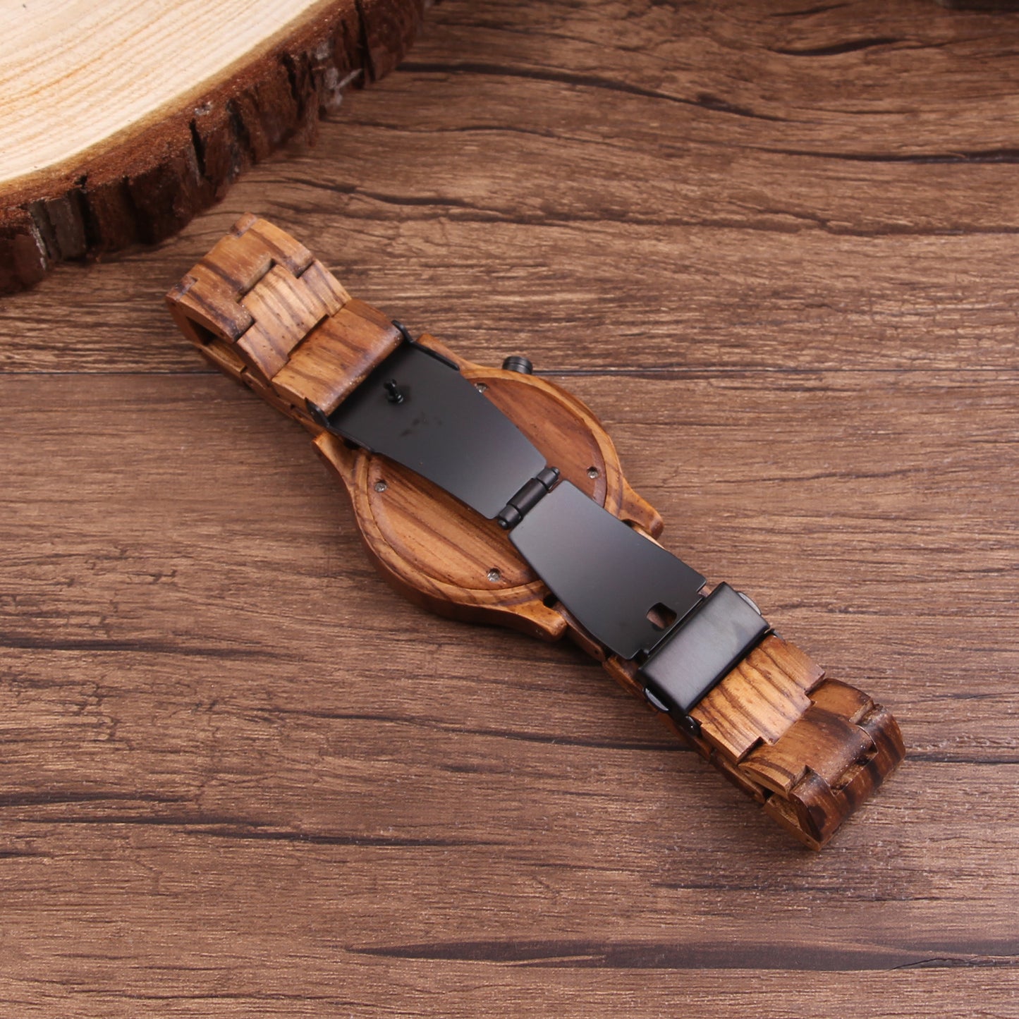 SOPEWOD Wood Watch for Men Natural Zebrawood Handmade Wooden Watches for Men