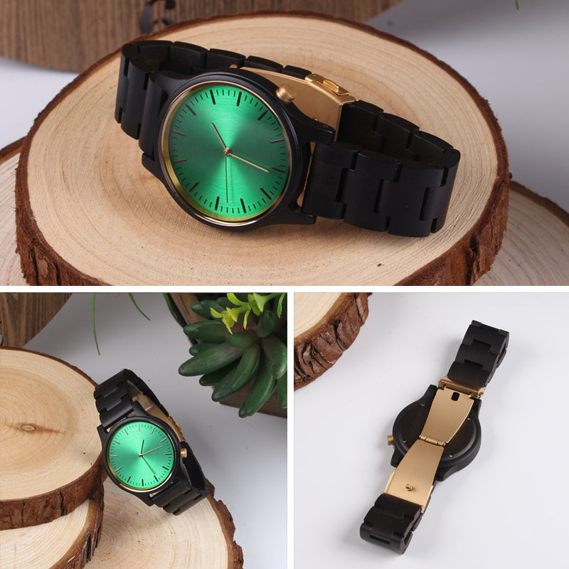 SOPEWOD Men's Wooden Watch with All Wood Strap Quartz Analog Classic Design Wrist Watch
