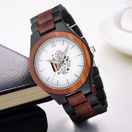 SOPEWOD Mens Personalized Engraved Wooden Watches, Stylish Wood & Stainless Steel Combined Quartz Casual Wristwatches for Men Family Friends Customized Watch