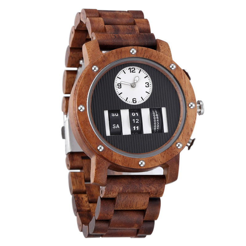 SOPEWOD Wooden Watch for Men - Handcrafted from 100% Natural Wood with Quartz Movement