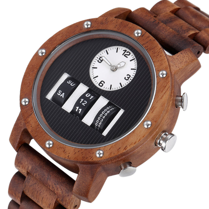 SOPEWOD Wooden Watch for Men - Handcrafted from 100% Natural Wood with Quartz Movement