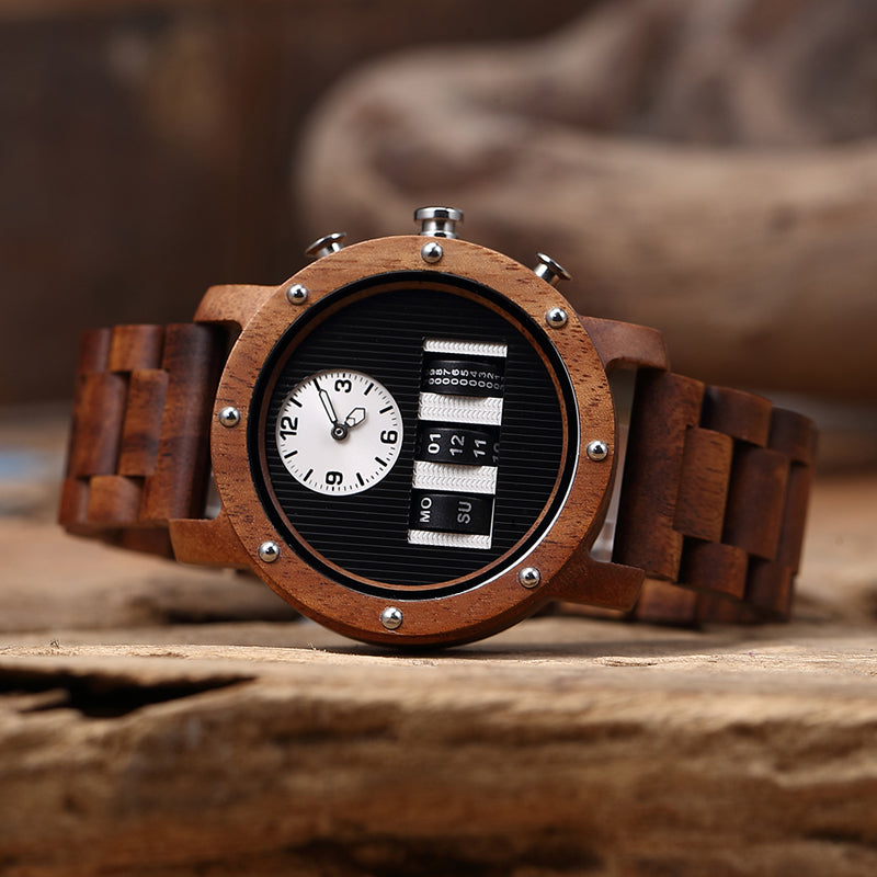 SOPEWOD Wooden Watch for Men - Handcrafted from 100% Natural Wood with Quartz Movement