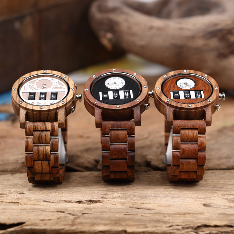 SOPEWOD Wooden Watch for Men - Handcrafted from 100% Natural Wood with Quartz Movement