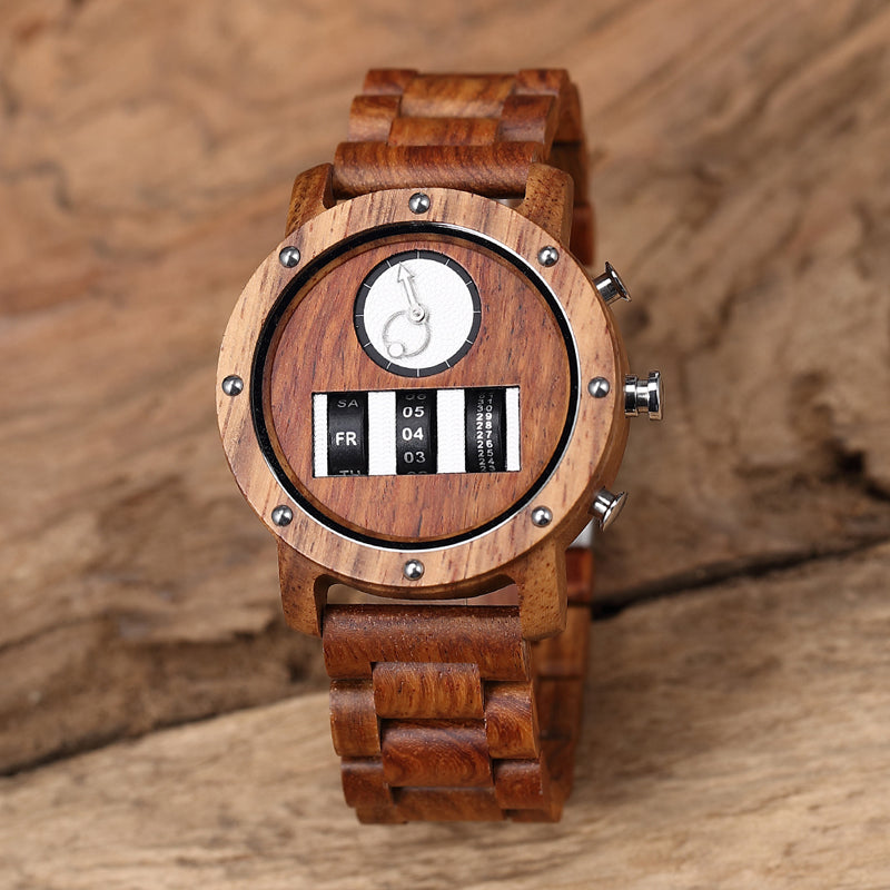 SOPEWOD Wooden Watch for Men - Handcrafted from 100% Natural Wood with Quartz Movement