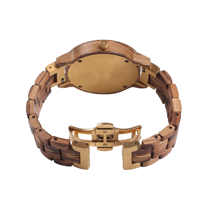 SOPEWOD Wooden Mens Watches Stylish Wood & Stainless Steel Combined Quartz Casual Wristwatches