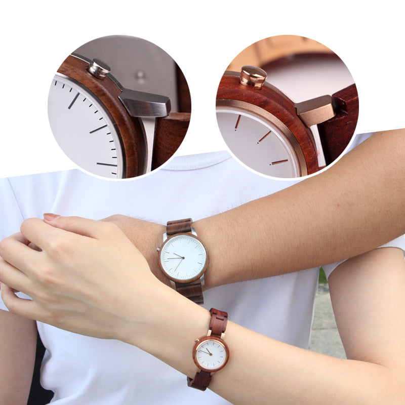 SOPEWOD Couple Handmade Wooden Quartz Watch Men and Women