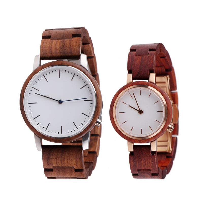 SOPEWOD Couple Handmade Wooden Quartz Watch Men and Women