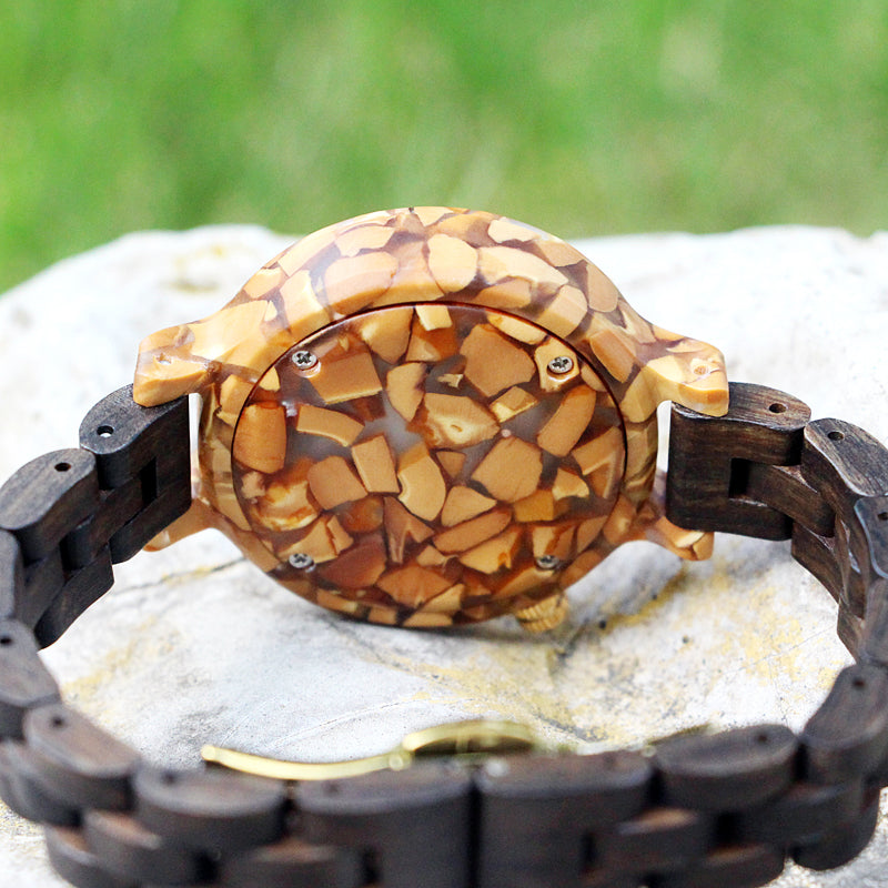 SOPEWOD Women's New Natural Wood Watch and Stone Face Design