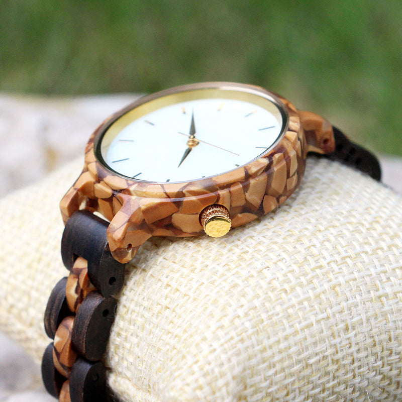 SOPEWOD new luxury women custom private label wooden watches with real marble dial