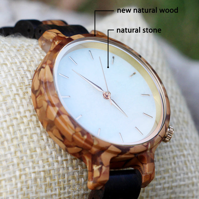 SOPEWOD new luxury women custom private label wooden watches with real marble dial