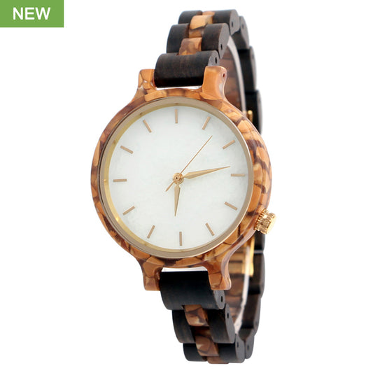 SOPEWOD new luxury women custom private label wooden watches with real marble dial