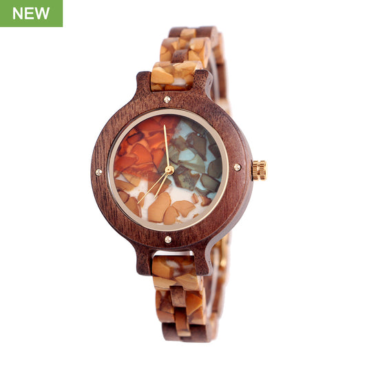 SOPEWOD new luxury women custom private label wooden watches with colors dial