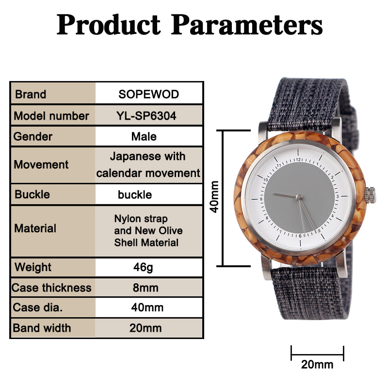 SOPEWOD new trend custom private label sandalwood walnut olive metal wooden watches, nylon watch for men