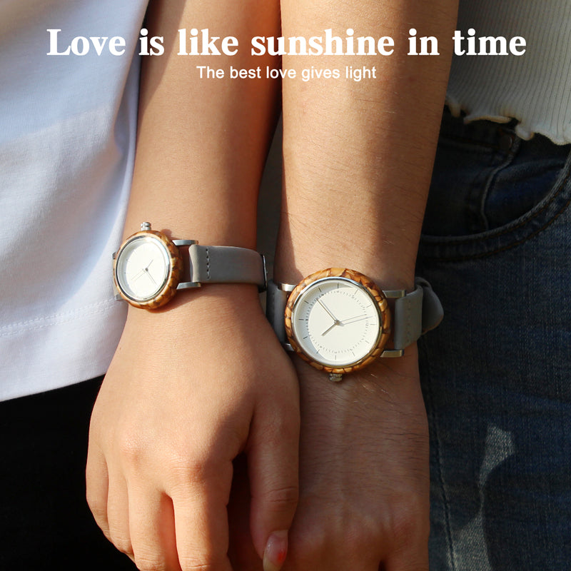 SOPEWOD His and Her Couple Watches Fashion Metal and Wooden Men Women Couple Set Pair Watches