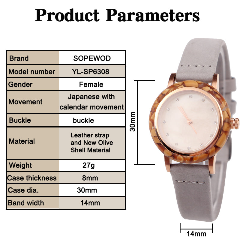 SOPEWOD fashion custom logo sandalwood walnut olive metal wooden watch, leather watches for women