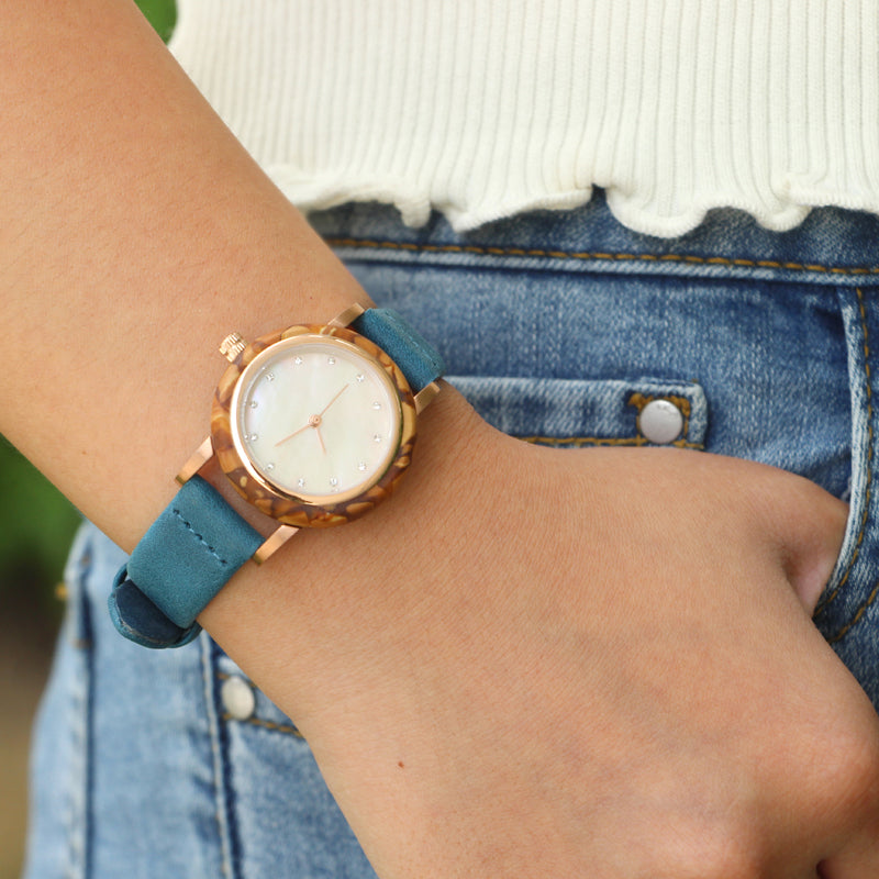 SOPEWOD new trend custom logo sandalwood walnut olive metal wooden watch, leather watches for women