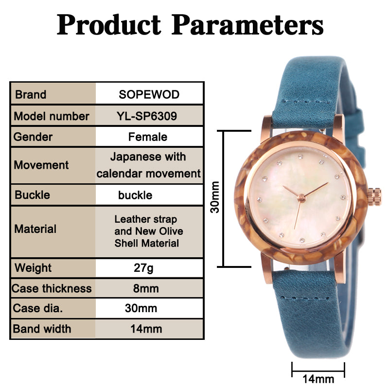 SOPEWOD new trend custom logo sandalwood walnut olive metal wooden watch, leather watches for women