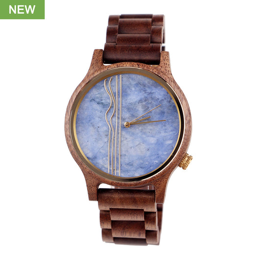 SOPEWOD Men's walnut Wood Watch and Stone Face Design